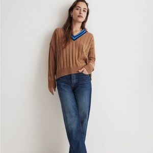 Madewell Tipped V-Neck Oversize Sweater (Size M)